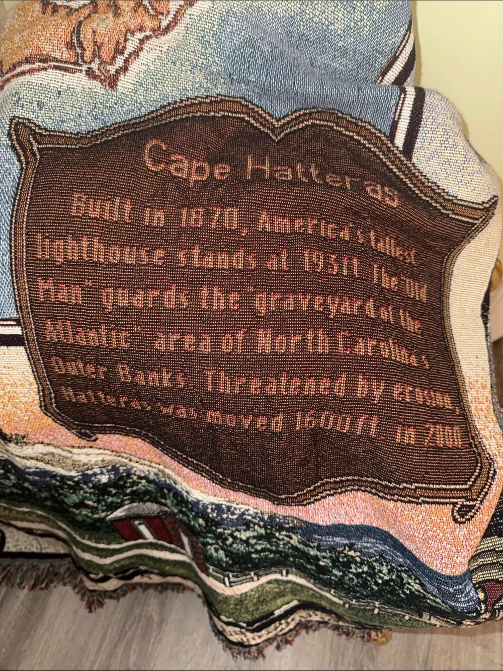 Cape Hatteras Outer Banks Tapestry Blanket 72 x 54 inches Like New